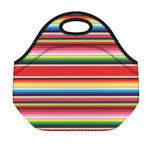 Ethnic Mexican Blanket Stripe Print Neoprene Lunch Bag