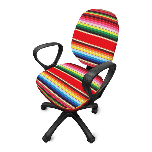 Ethnic Mexican Blanket Stripe Print Office Chair Cover