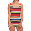 Ethnic Mexican Blanket Stripe Print One Piece Swimsuit