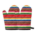 Ethnic Mexican Blanket Stripe Print Oven Mitts