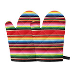 Ethnic Mexican Blanket Stripe Print Oven Mitts