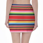 Ethnic Mexican Blanket Stripe Print Pencil Mini Skirt