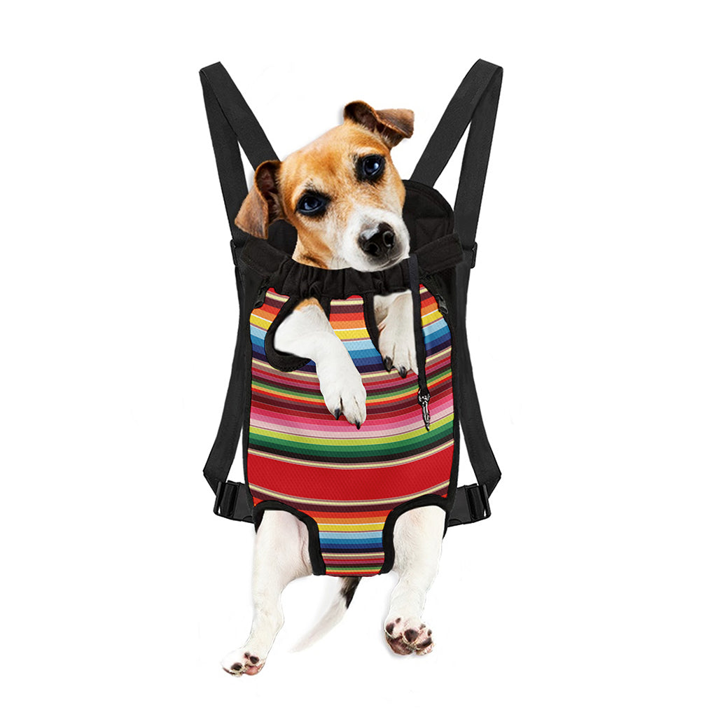 Ethnic Mexican Blanket Stripe Print Pet Carrier Backpack