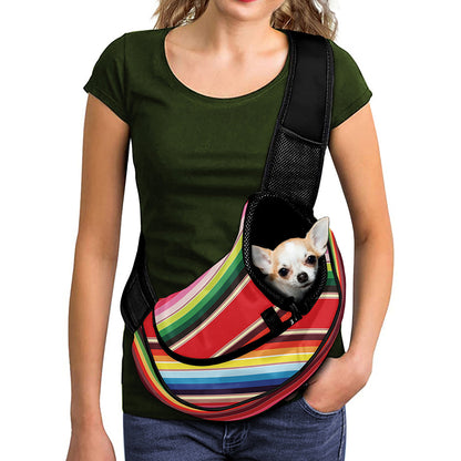 Ethnic Mexican Blanket Stripe Print Pet Sling Carrier