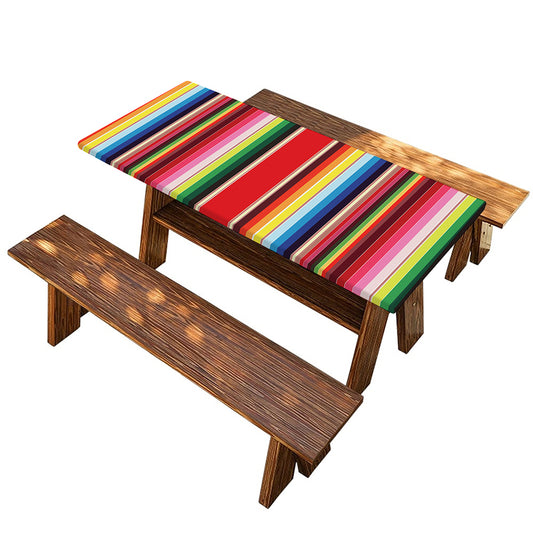 Ethnic Mexican Blanket Stripe Print Picnic Table Cover