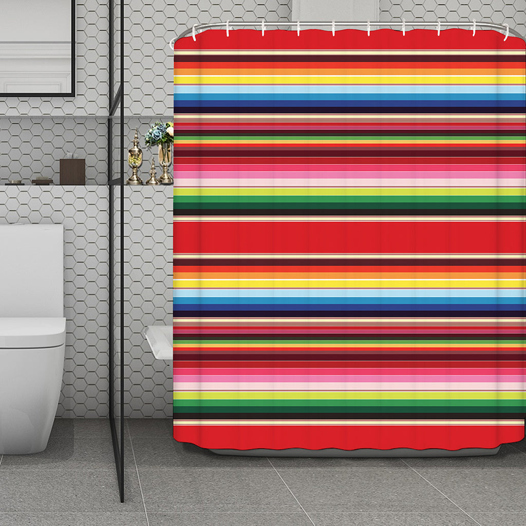 Ethnic Mexican Blanket Stripe Print Polyester Shower Curtain