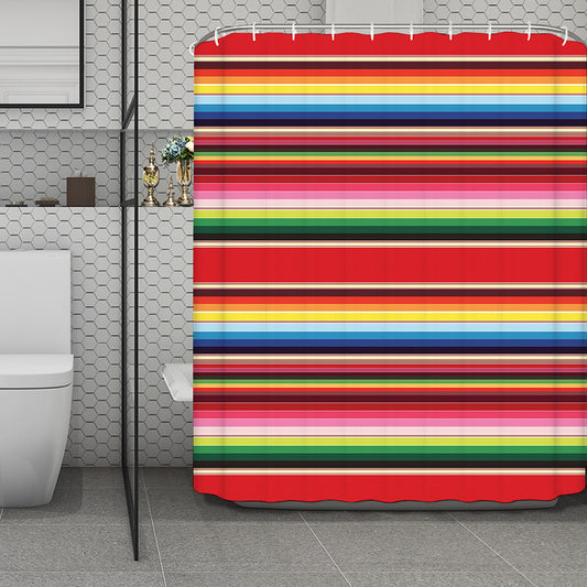 Ethnic Mexican Blanket Stripe Print Polyester Shower Curtain