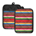 Ethnic Mexican Blanket Stripe Print Pot Holders With Pocket