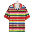 Ethnic Mexican Blanket Stripe Print Rayon Hawaiian Shirt