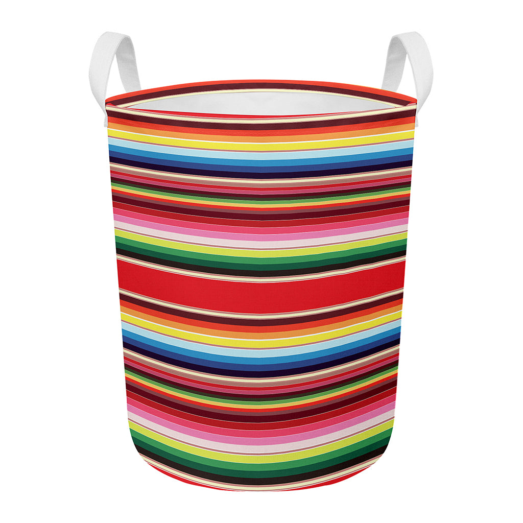 Ethnic Mexican Blanket Stripe Print Round Laundry Basket