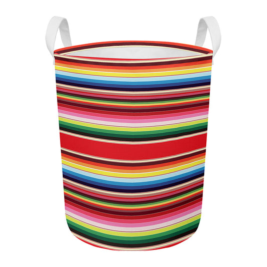 Ethnic Mexican Blanket Stripe Print Round Laundry Basket