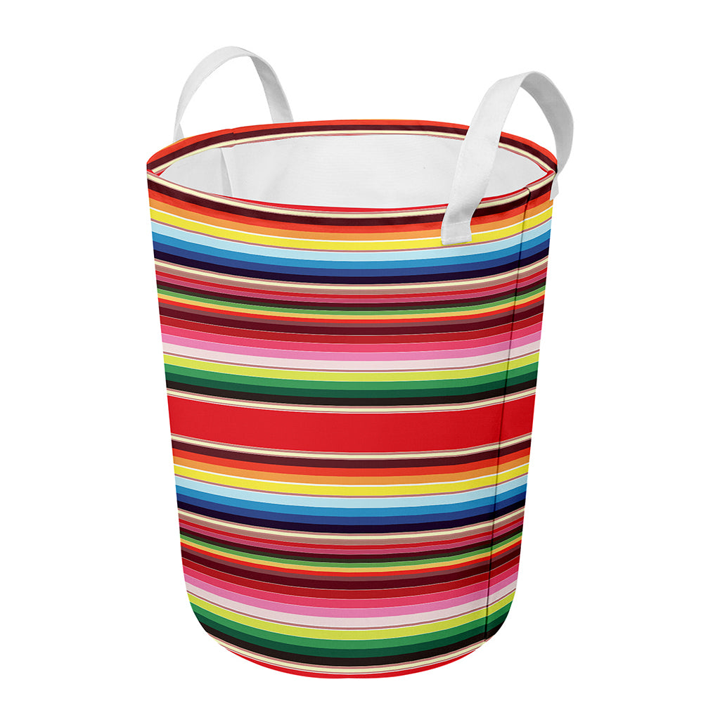 Ethnic Mexican Blanket Stripe Print Round Laundry Basket