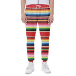 Ethnic Mexican Blanket Stripe Print Scuba Joggers