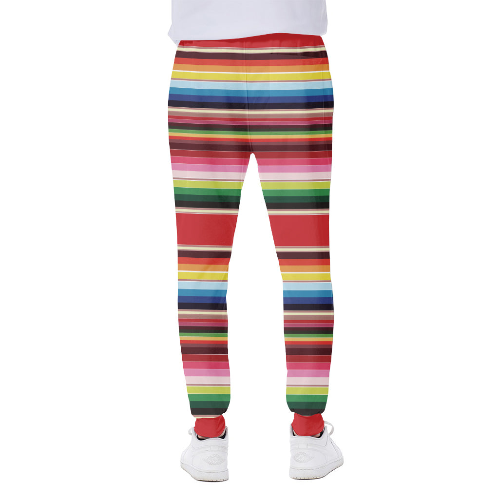 Ethnic Mexican Blanket Stripe Print Scuba Joggers