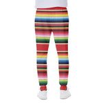 Ethnic Mexican Blanket Stripe Print Scuba Joggers