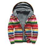 Ethnic Mexican Blanket Stripe Print Sherpa Lined Zip Up Hoodie
