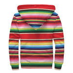 Ethnic Mexican Blanket Stripe Print Sherpa Lined Zip Up Hoodie