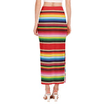 Ethnic Mexican Blanket Stripe Print Side Slit Maxi Skirt