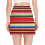 Ethnic Mexican Blanket Stripe Print Side Slit Mini Skirt