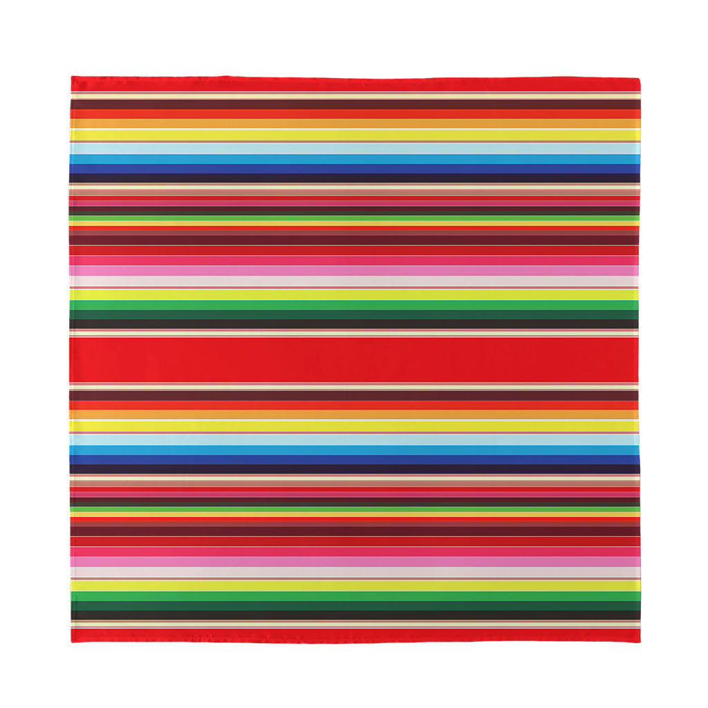 Ethnic Mexican Blanket Stripe Print Silk Bandana