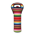 Ethnic Mexican Blanket Stripe Print Single Neoprene Wine Tote