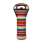 Ethnic Mexican Blanket Stripe Print Single Neoprene Wine Tote
