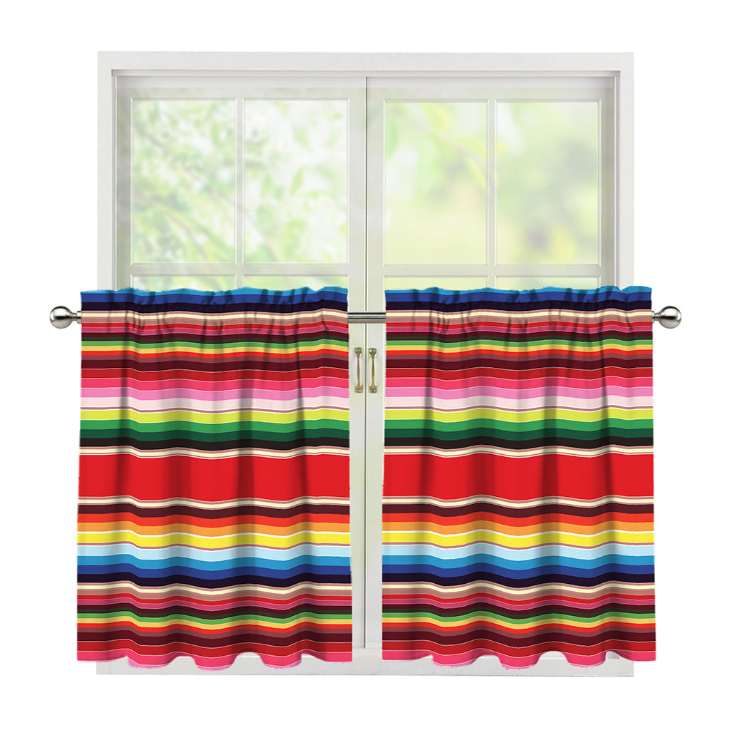 Ethnic Mexican Blanket Stripe Print Tier Curtains