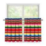 Ethnic Mexican Blanket Stripe Print Tier Curtains