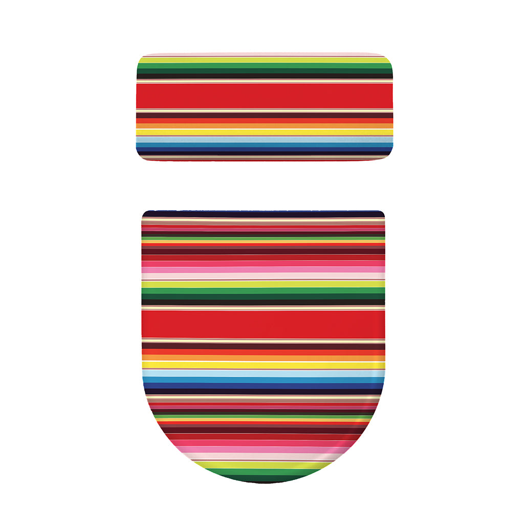 Ethnic Mexican Blanket Stripe Print Toilet Lid And Tank Cover Set