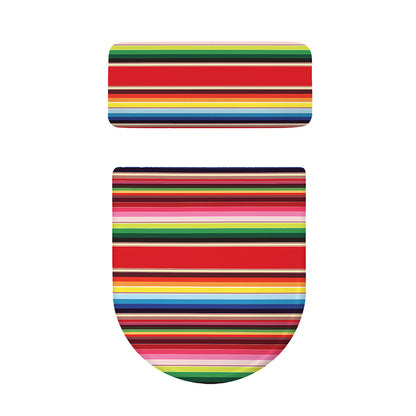 Ethnic Mexican Blanket Stripe Print Toilet Lid And Tank Cover Set