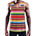 Ethnic Mexican Blanket Stripe Print Men's Workout Tank Top