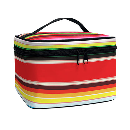 Ethnic Mexican Blanket Stripe Print Travel Makeup Bag