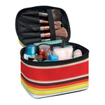 Ethnic Mexican Blanket Stripe Print Travel Makeup Bag