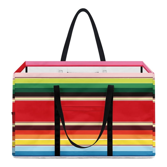 Ethnic Mexican Blanket Stripe Print Utility Tote Bag