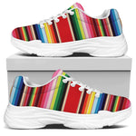 Ethnic Mexican Blanket Stripe Print White Chunky Shoes