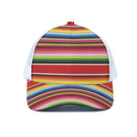 Ethnic Mexican Blanket Stripe Print White Mesh Trucker Cap