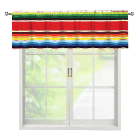 Ethnic Mexican Blanket Stripe Print Window Valance