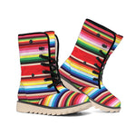Ethnic Mexican Blanket Stripe Print Winter Boots
