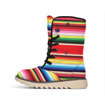 Ethnic Mexican Blanket Stripe Print Winter Boots