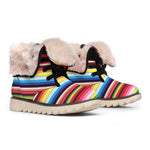 Ethnic Mexican Blanket Stripe Print Winter Boots
