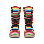 Ethnic Mexican Blanket Stripe Print Winter Boots