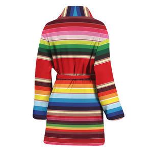 Ethnic Mexican Blanket Stripe Print Women's Bathrobe