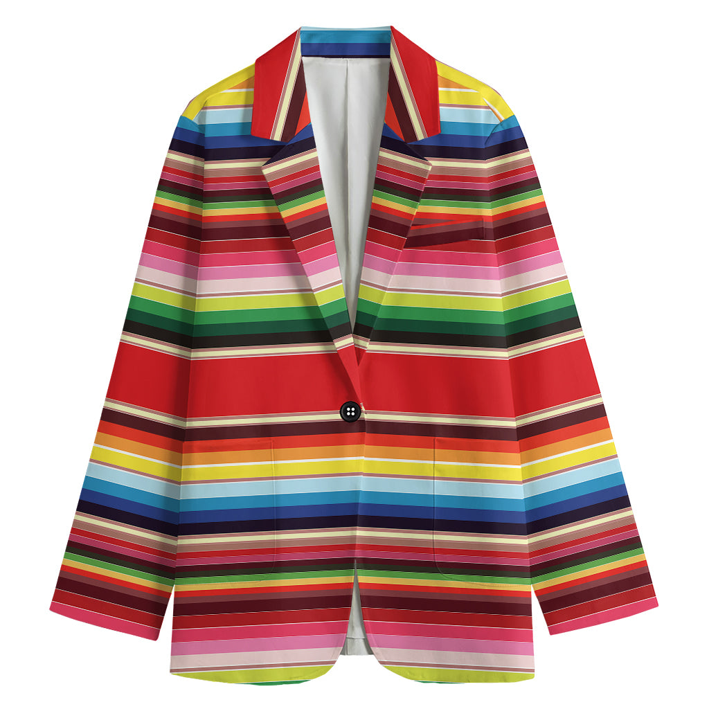 Ethnic Mexican Blanket Stripe Print Women's Blazer