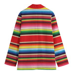 Ethnic Mexican Blanket Stripe Print Women's Blazer