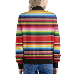 Ethnic Mexican Blanket Stripe Print Women's Bomber Jacket