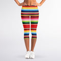 Ethnic Mexican Blanket Stripe Print Women's Capri Leggings