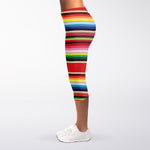 Ethnic Mexican Blanket Stripe Print Women's Capri Leggings