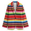 Ethnic Mexican Blanket Stripe Print Women's Cotton Blazer