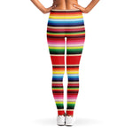 Ethnic Mexican Blanket Stripe Print Women's Leggings