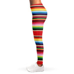 Ethnic Mexican Blanket Stripe Print Women's Leggings